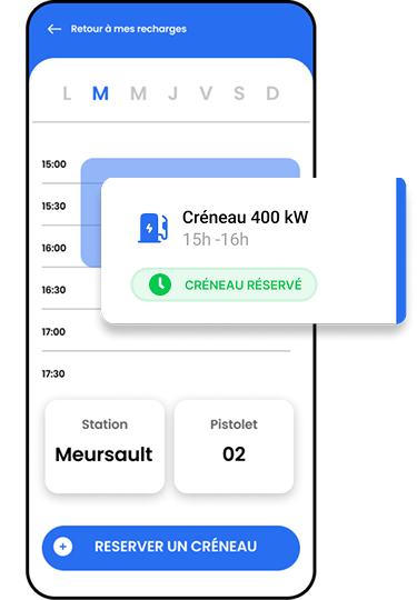 App mobile E-XOS — réservation de créneaux de recharge